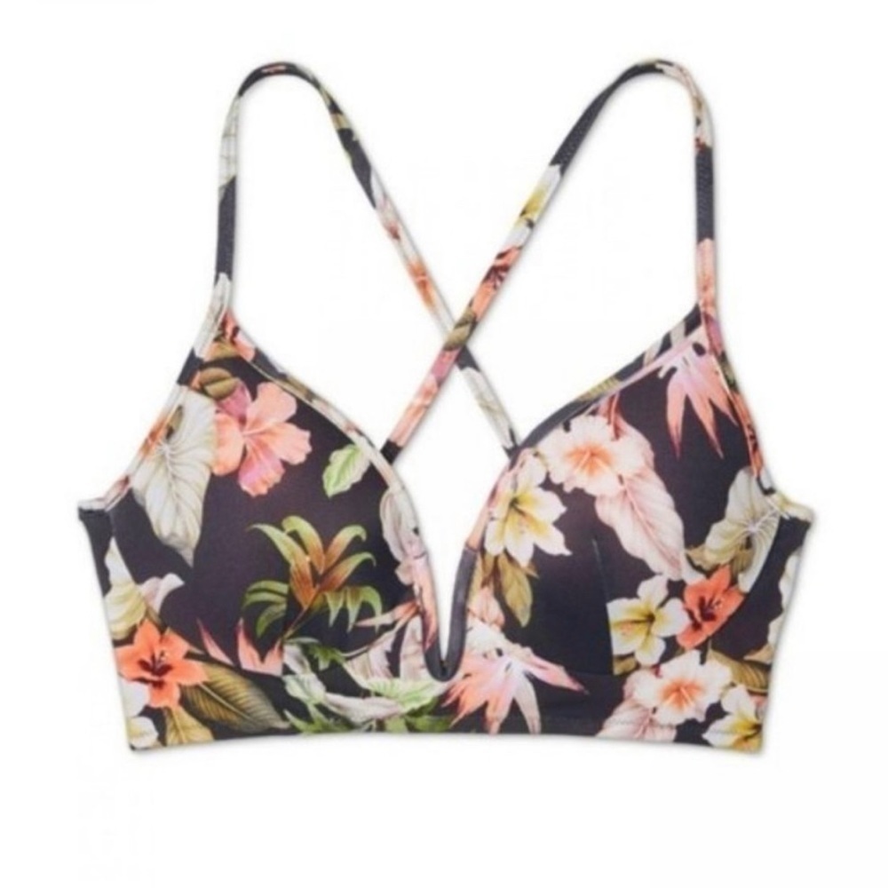 Shape & Shore bikini top tropical gray floral